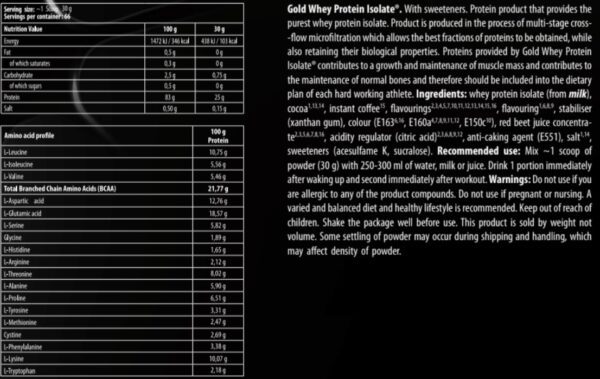 FA Gold Whey Protein Isolate 2 kg - Imagen 2